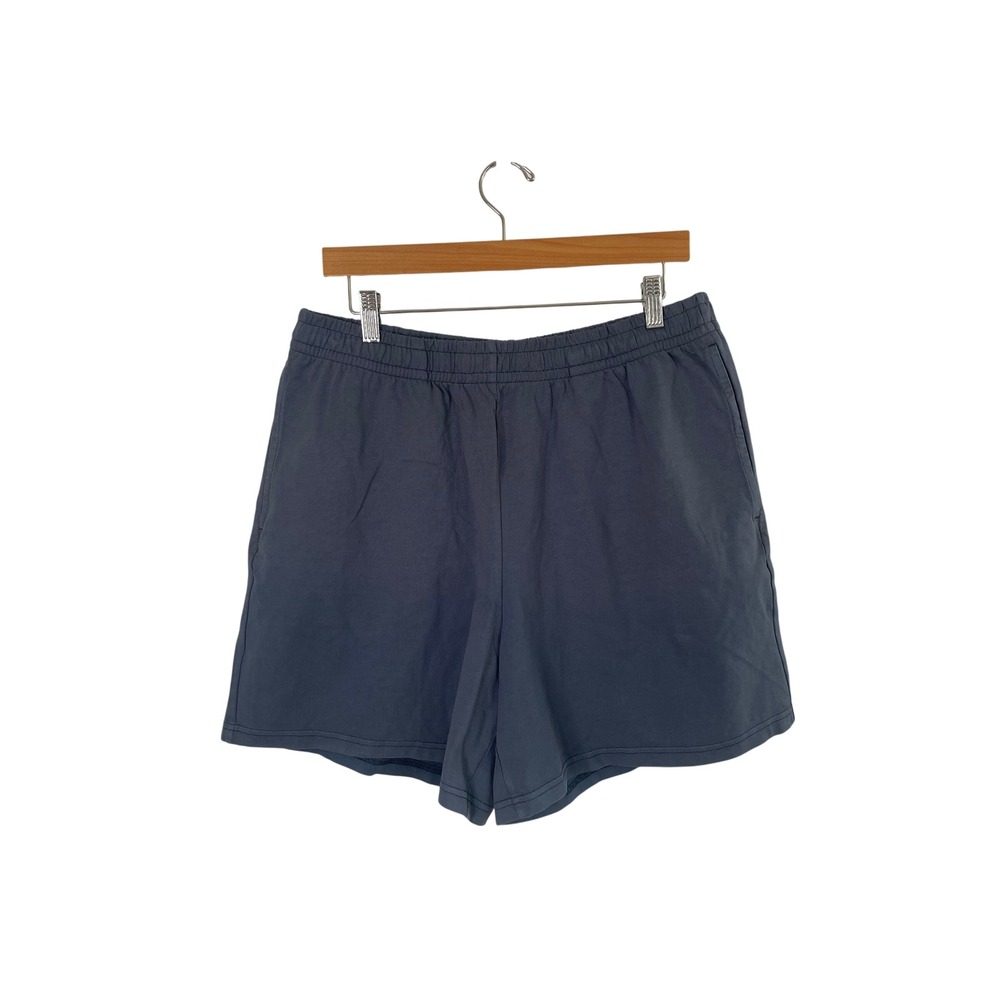 SKIMS Cotton Jersey Shorts Womens Large Blue Relaxed Elastic Waist Pockets - Picture 2 of 10